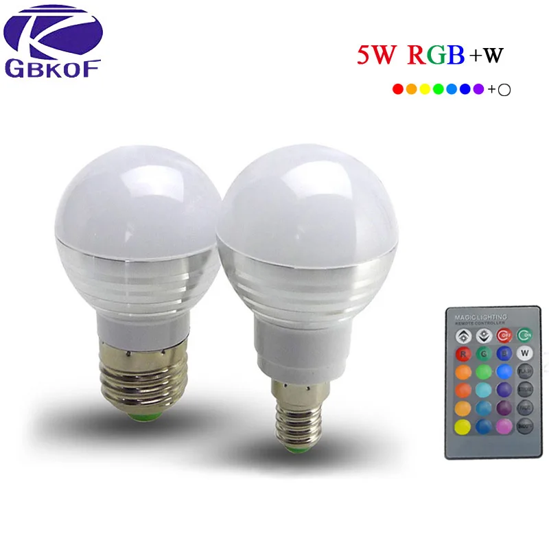 E14 E27 dimmable RGBW светодиодные лампы 5 Вт 85 265 В 110 220 Красочные RGB LED лампа Люстры свет + 24