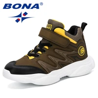 bona 2019 new designer children shoes high top flock girls boys outdoor sneakers shoes kids breathable sport shoes comfortable