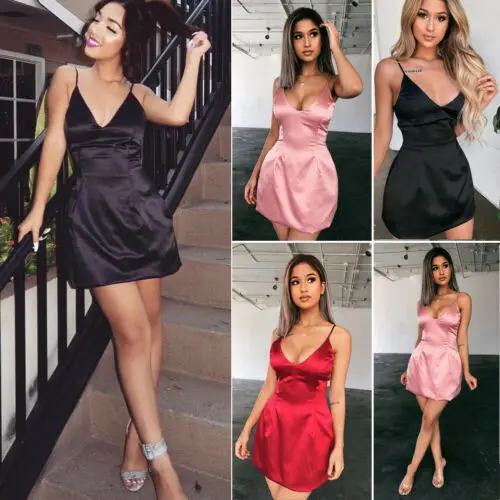 Женское Бандажное облегающее повседневное однотонное платье мини без рукавов с V