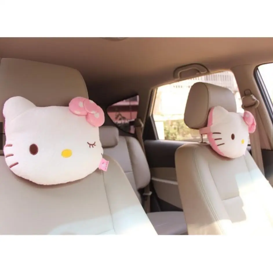 1 шт., розовая Автомобильная подушка hello kitty, подголовник для автомобиля, подушка для шеи, плюшевая детская подушка с рисунком, подголовник для автомобиля, аксессуары для подушек