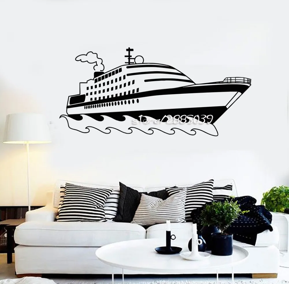 

Ship Boat Yacht Vinyl Wall Decals Decor Children's Room Nautical Wall Stickers Removable Waterproof Wall Tattoo Mural SA851