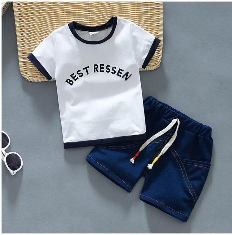 Baby Girls Boys Clothes Set Summer 2019 Cotton Casual Kids Outfits Letter Shirt + Pants Children Clothing | Детская одежда и обувь
