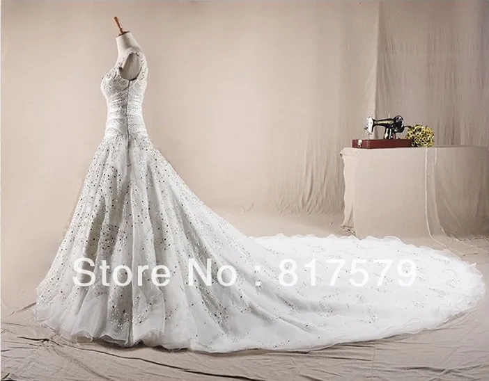 2014 New Trend Custom Design Real Sample Long Train Full Beading Luxury Wedding Dress | Свадьбы и торжества