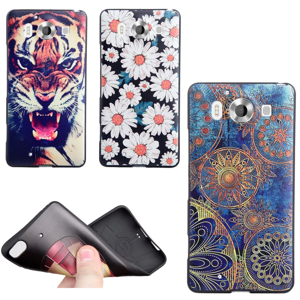For Nokia lumia 950 Coque Phone Bag Cover Cases Silicone Luxury 3D Relief Print Pattern Soft Back |