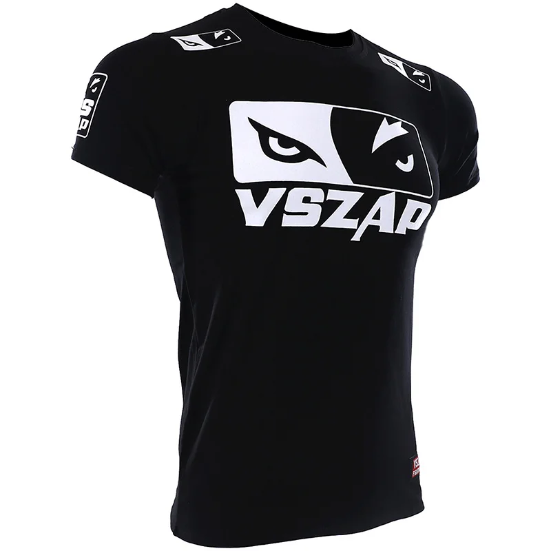 VSZAP Rash Guard Boxing T-shirt Muay Thai Cheap MMA Rashguard Shorts Kickboxing Jerseys Men Fighting Short Sleeve Gym T Shirt |