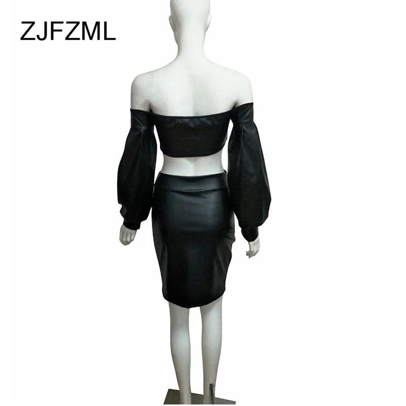 Женское платье карандаш из искусственной кожи ZJFZML сексуальное мини без бретелек