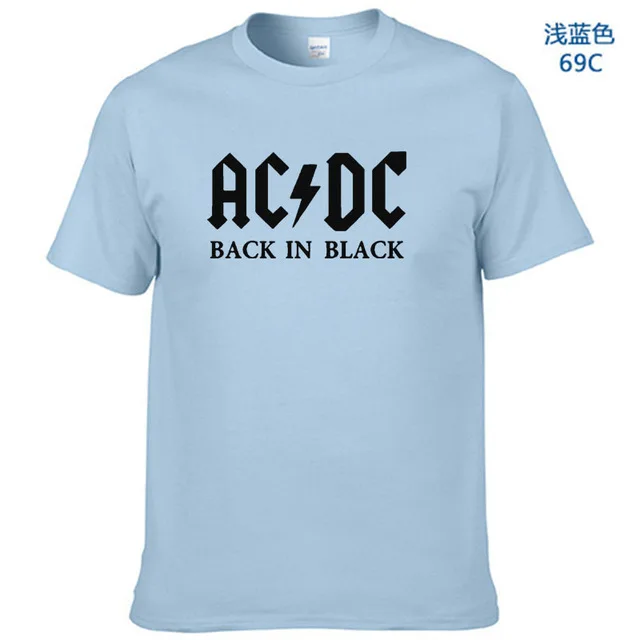 Light Blue-B Новинка, Camisetas, AC/DC, рок-группа, футболка, мужская, ACDC, черная, с графическим принтом, футболки, повседневная, с круглым вырезом, хип-хоп, короткий рукав, хлопок, Топ - Цвет: Light Blue-B