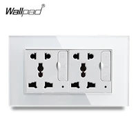 double universal socket with 4 usb wallpad luxury crystal glass panel 110v 250v 14686mm socket with 3 1a four usb ports