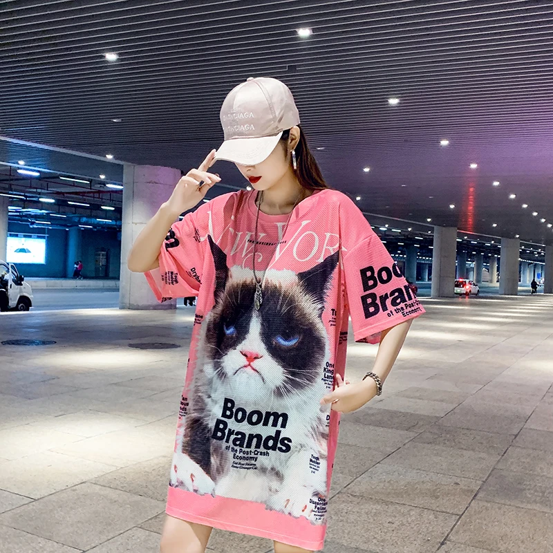 Женское летнее платье простая повседневная футболка большого размера с
