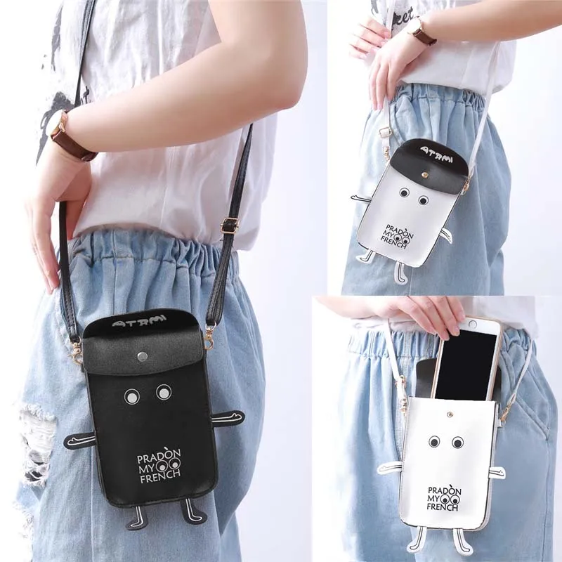 Женская мини сумка на плечо с роботом для телефона из искусственной кожи девочек