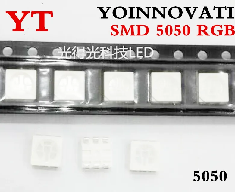 100 шт./лот smd5050 LED SMD 5050 RGB Chip PLCC-6 трехцветный красный зеленый синий светодиод