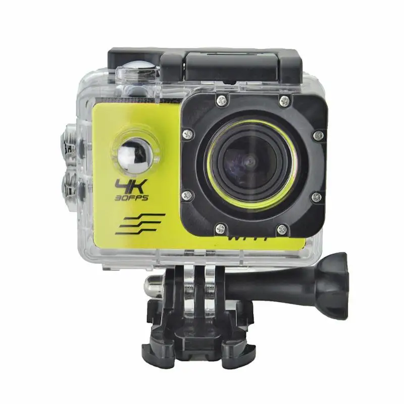 Цвет: желтый 30 М Подводная экшн-камера wifi 1080 P 4 K 16MP 4X Zoom шлем дайвинг водонепроницаемый DV Спортивная камера с пультом дистанционного управления/Шлем база - Цвет: Цвет: желтый