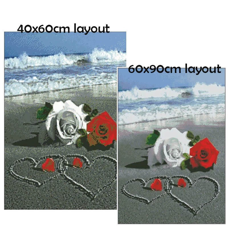 5D Diy Diamond Painting Rose Love Mosaic 3D Cross Stitch kits Sea Scenic Drill Full Home Decor Embroidery RA0843 | Дом и сад