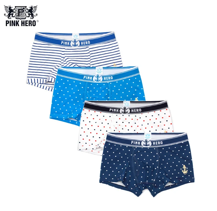 4pcs as show 4 шт./лот, упаковка, розовые мужские боксеры, мужское нижнее белье, хлопок, Cueca, удобные, с мешочком, мужские шорты, классические, в клетку, с шариками, в горошек - Цвет: 4pcs as show