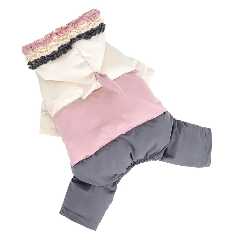 Cute Tricolor Dog Cat Pet Cotton Padded Jacket Coat Clothing Winter Warm Fleece Puppy Jumpsuit Hoodie Chihuahua Clothes | Дом и сад
