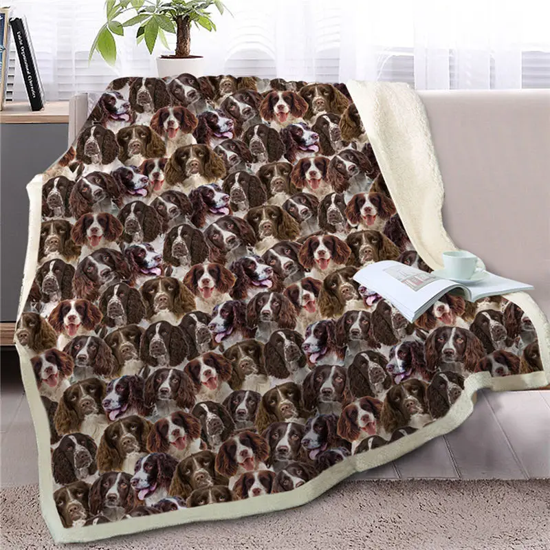 Dog 3 Blesslive Basset Hound пледы одеяло на кровать 3D Собака Животное шерпа Флисовое одеяло Спрингер спаниель покрывала коричневое тонкое одеяло - Цвет: Dog 3
