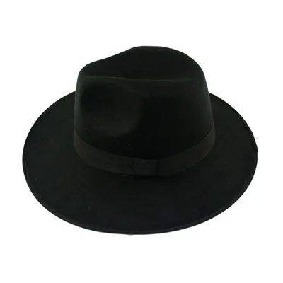 Black trilby hat Трилби Горячая Кентукки шляпа котелок классическая мужская с Широкими Полями Фетровая шерсть фетровые шляпы для флоппи Клош Кепка крутая для YY0727 - Цвет: Black trilby hat