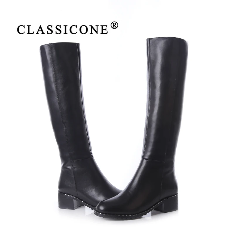 Классическая обувь женские зимние высокие сапоги женская из натуральной кожи на