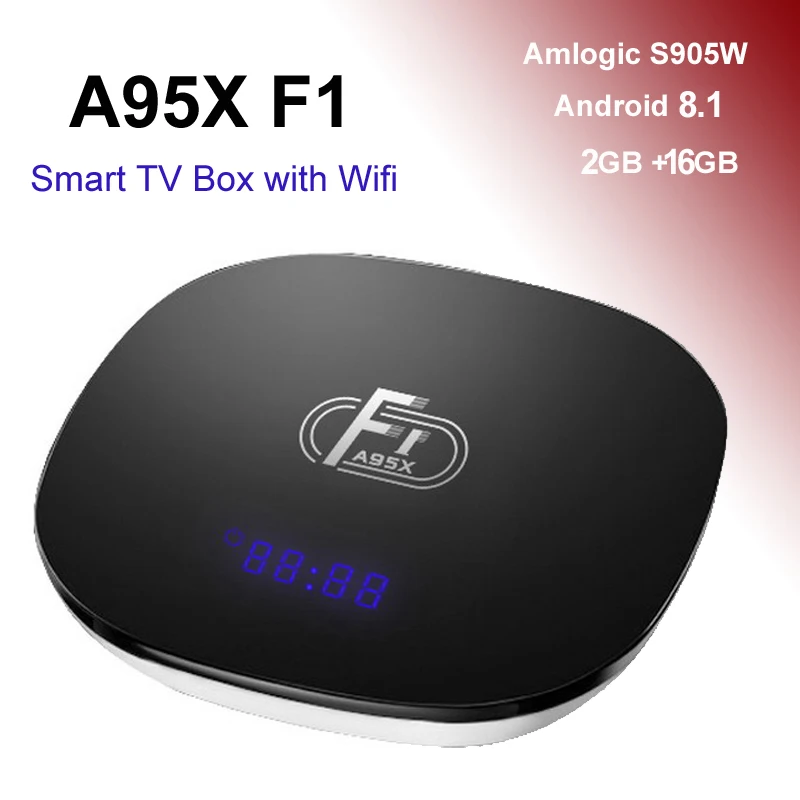 ТВ приставка A95X F1 на Android Wi Fi 2 ГБ 16 8 1 четырехъядерный процессор Amlogic S905W Smart TV Box