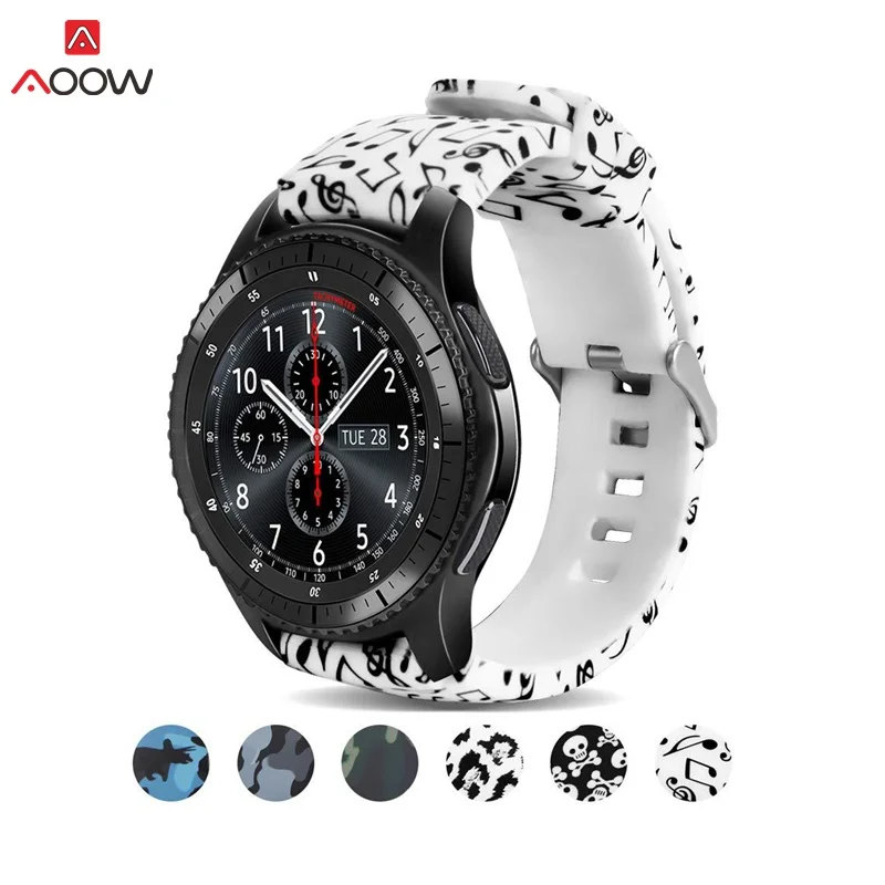 AOOW 22 мм ремешок для часов для samsung gear S3 классический/Frontier классический дизайн силиконовый браслет ремни для часов с цветочным принтом