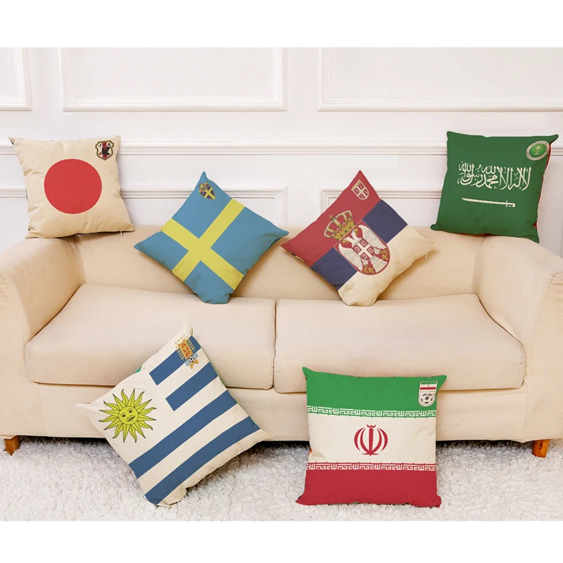 Чехол для подушки Чемпионат мира по России 2018 наволочка из хлопка и льна