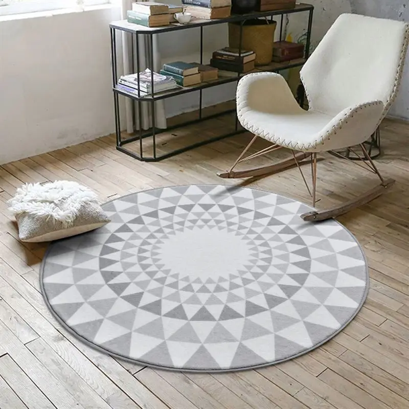 Nordic Gray Series Round Carpets For Living Room Computer Chair Area Rug Children Play Tent Floor Mat Cloakroom Rugs And Carpets