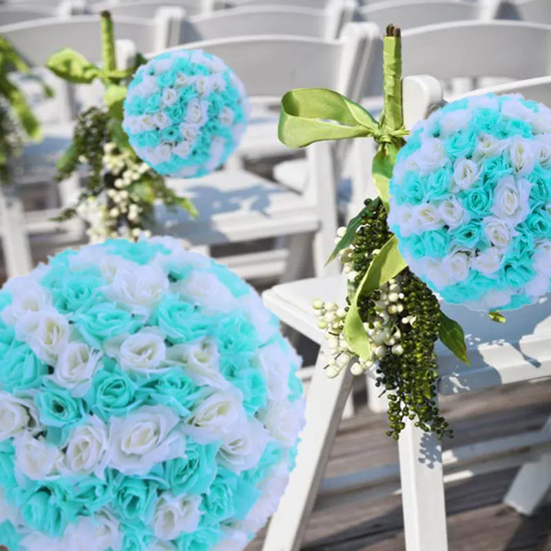 

24 "60cm Rayon Rose Flowers Kiss Ball Multiple Color Wedding Christmas Decoration Products
