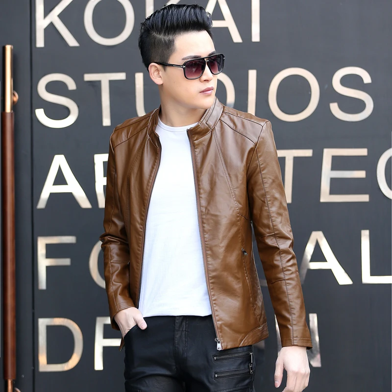 WERTUIOP 2019 Весна Новая мода мужская кожаная куртка тонкий корпус красивая пальто