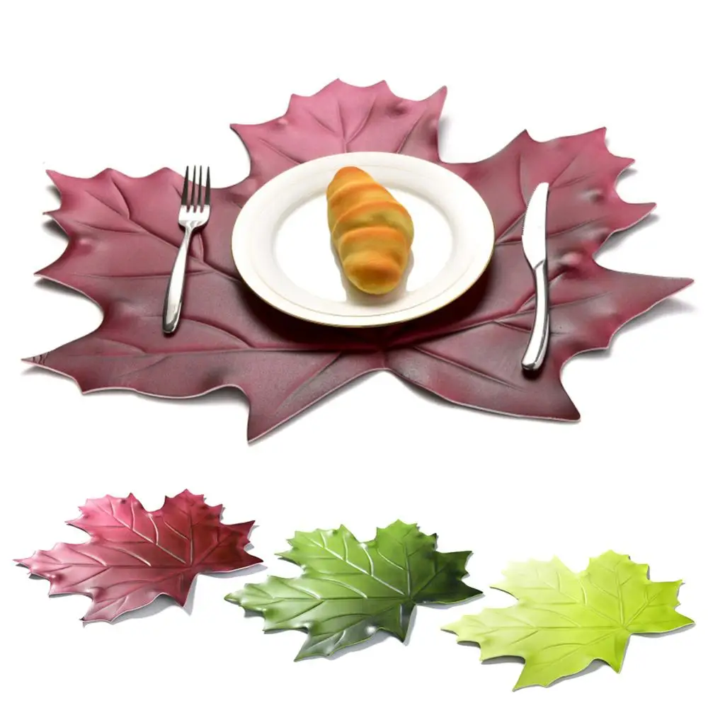 New Brand Fake Palm Leaves Table Placemat Cup Coaster Tea Table Mat Hawaii Wedding Table Decoration Summer Party Insulated Pad