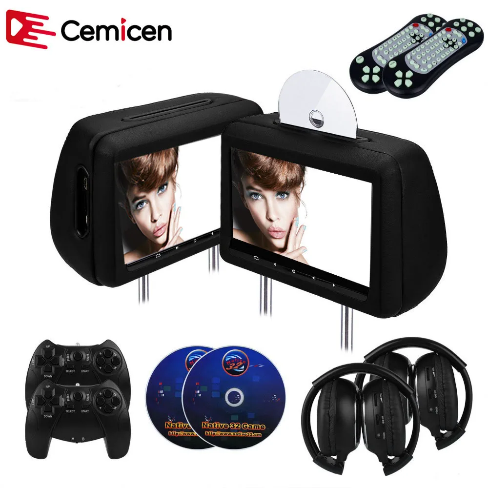 Cemicen 2 шт. 10 1 дюймовый автомобильный монитор для подголовника DVD видео плеер с FM/IR