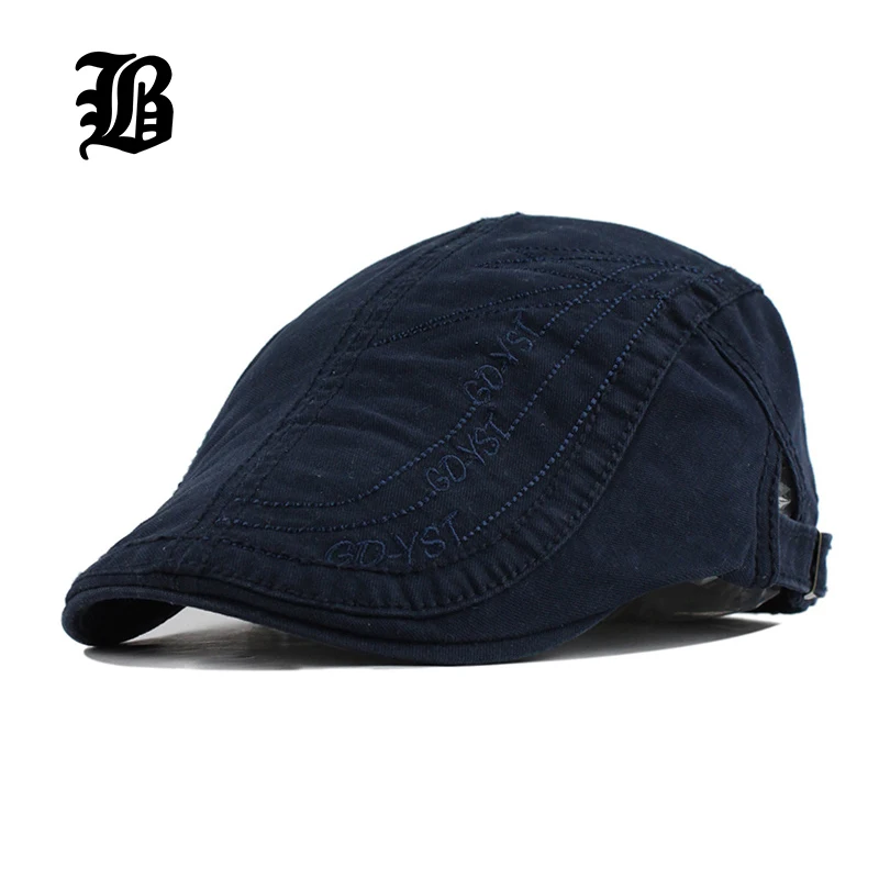 

[FLB] New Summer Fitted Cotton Berets Caps For Men Casual Peaked Caps letter embroidery Berets Hats Casquette Cap