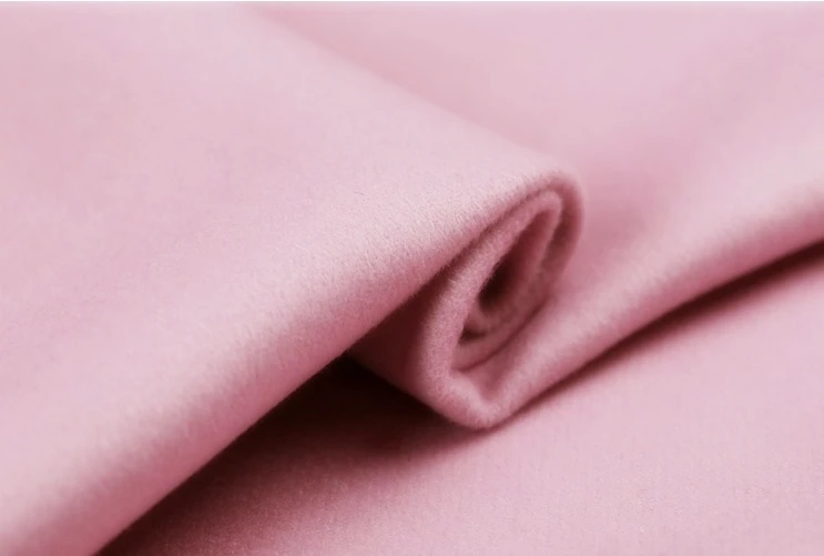 

Lotus pink double-sided cashmere fabric double-layer wool coat fabric thicker autumn and winter jacket wool fabric wool cloth