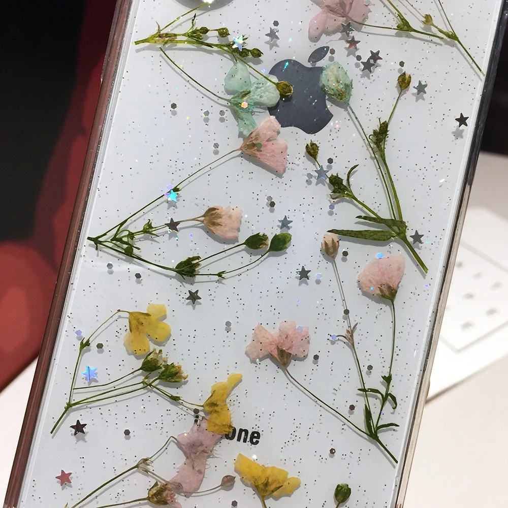 Qianliyao настоящие сушеные чехлы с цветочным принтом для IPhone X XS Max XR 6 6S 7 8 Plus 11 Pro Max чехол ручной работы мягкий свежий цветок чехол для телефона