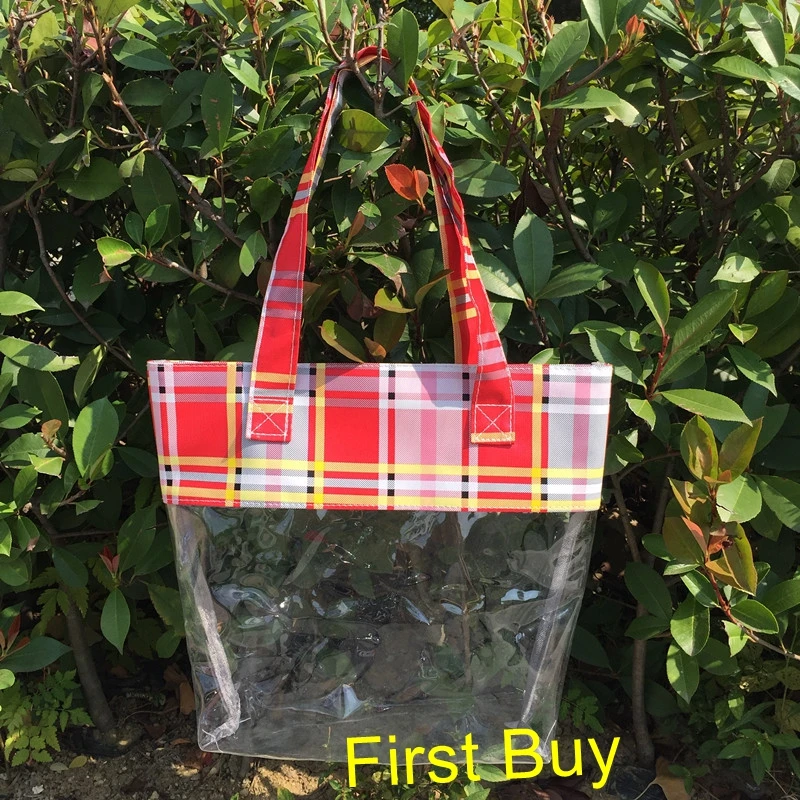 50 шт./партия оптовая продажа самый популярный из ПВХ прозрачная сумка для отдыха