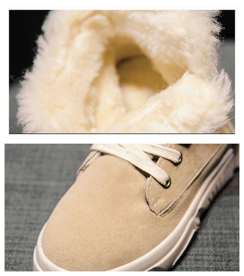 

SWONCO Platform Sneakers Women Winter Snow Shoes Plush Fur 2019 Lady Winter Ankle High Warm Casual Shoe Sneakers Black For Woman