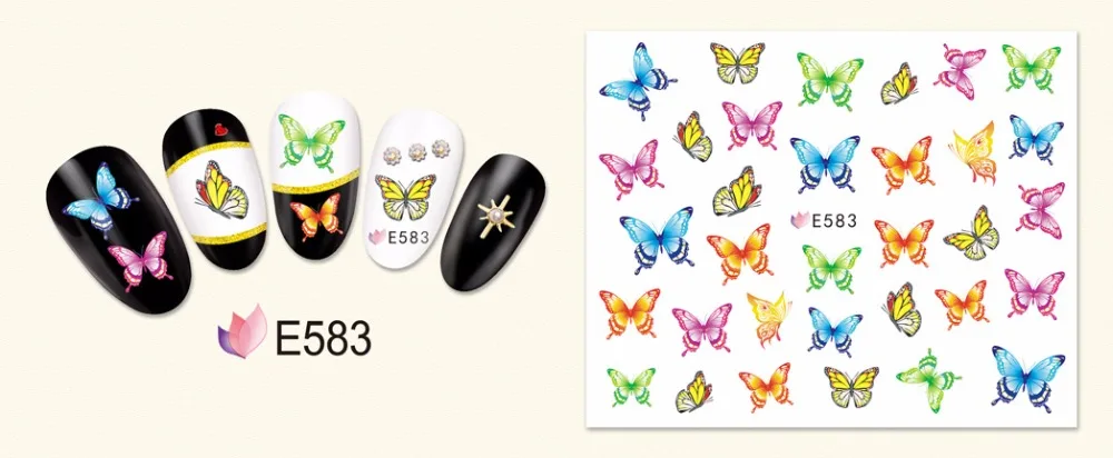 E series Newest and hottest design E578-588 butterfly 3D nail sticker | Красота и здоровье