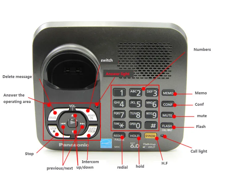 Dect 6 0 цифровой беспроводной телефон с ответом машины Handfree голосовой почты