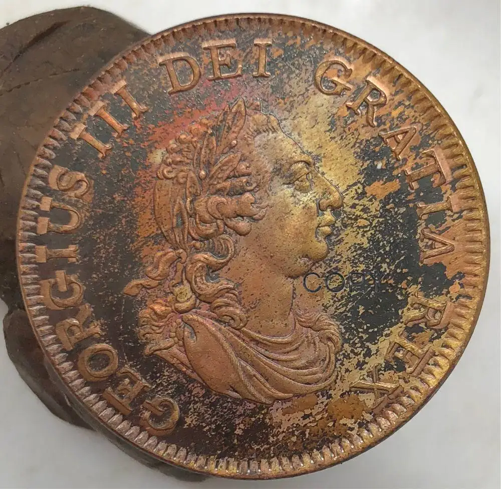 Great Britain 1799 Britannia 1/2 Half Penny George III United Kingdom Red Copper Copy Coin | Дом и сад