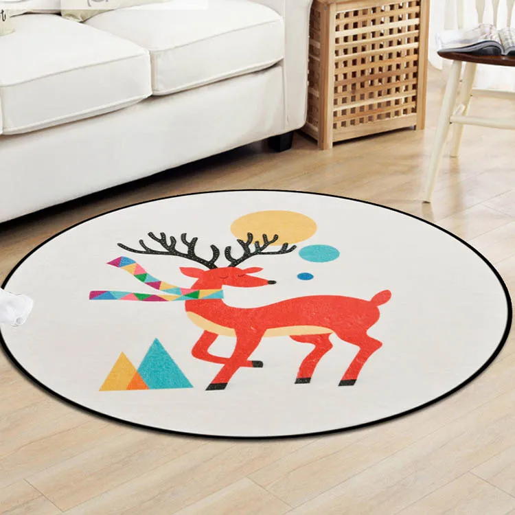deer Круглый ковер с мультяшным граффити, красочные геометрические лисички, детские игровые палатки, коврик для домашнего декора, ковры для спальни - Цвет: deer