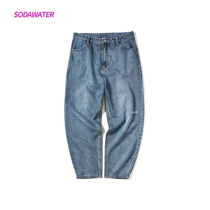 SODAWATER Girl Straight Loose Jeans Woman 2019 AW Collection Japan Style Zipper Fly Print Denim Pants Hip Hop Retro 93342W | Женская