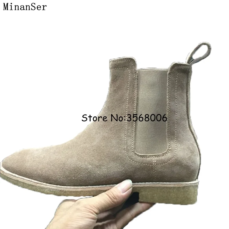 Slip-on Men Suede Ankle Boors British Style Man Spring Autumn Chelsea Boots Rome Male Fashion Shoes High Quality | Обувь