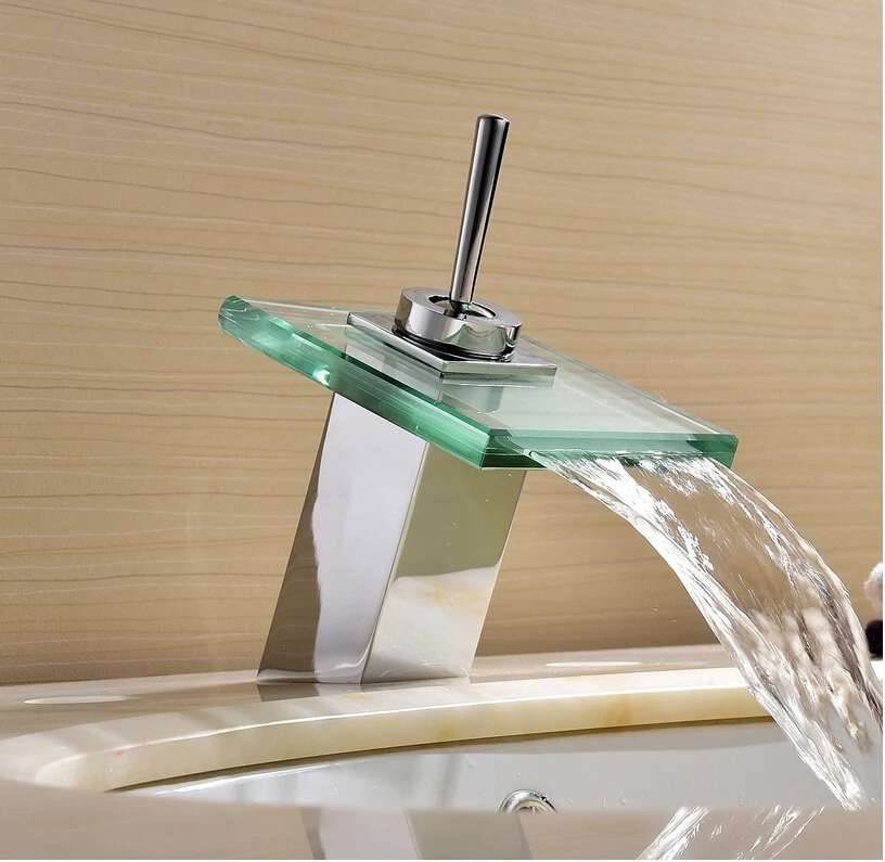

2015 Real Torneira Hole Faucets Lavatory Bathtub Mixer Taps Roman Tub Glass Spout Vessel Sink Cheap Discount Plumbing Fixtures