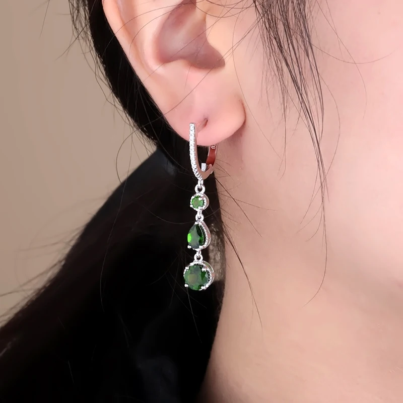 Серьги GEM'S BALLET 3 46ct натуральный хром диопсид серьги капельки из серебра 925 пробы