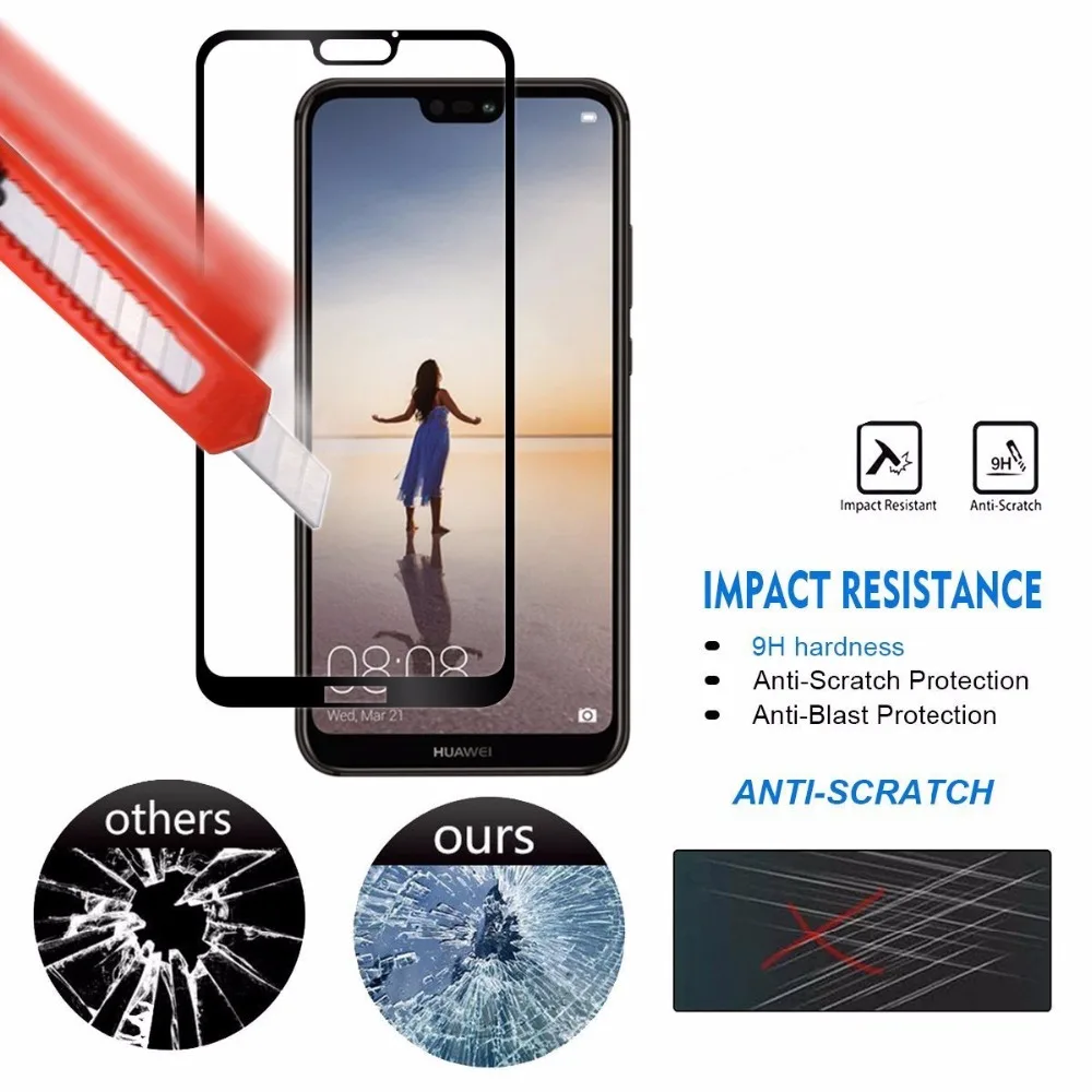 Для Huawei P20 Lite закаленное стекло полное покрытие защита экрана пленка Закаленное