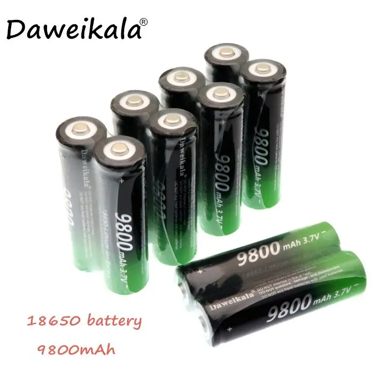 2~ 20 шт 18650 аккумулятор 9800mAh литий-ионная аккумуляторная батарея литиевый наконечник батареи Bateria для фонарика факел камеры
