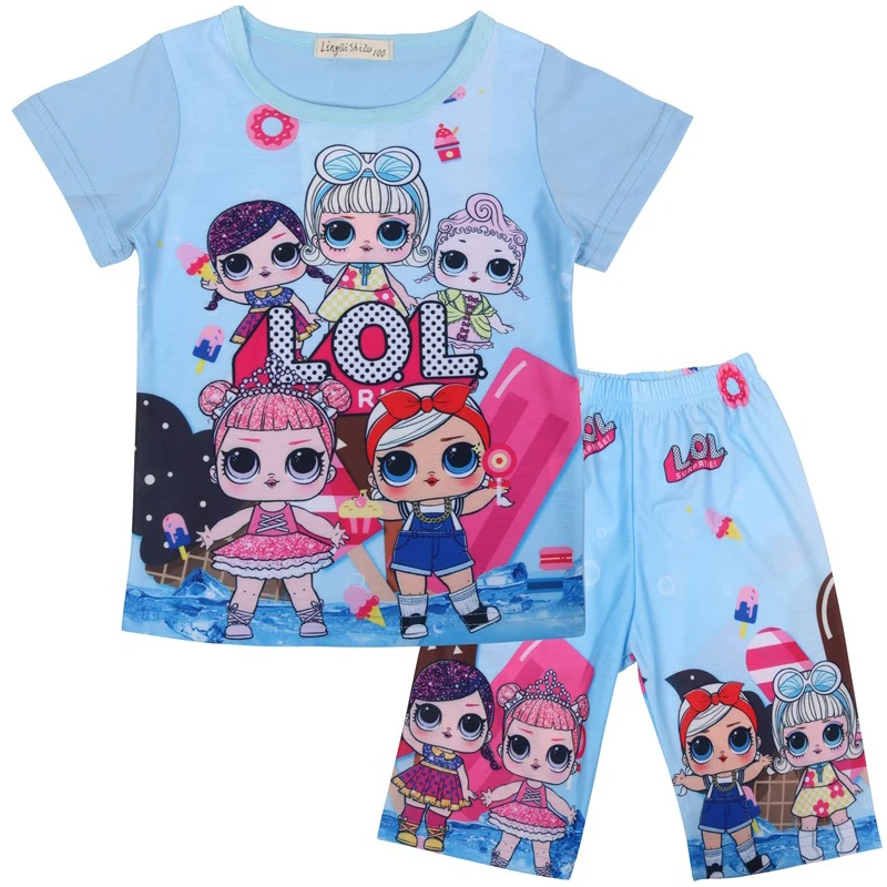 2019 Новые Летние повседневные комплекты для детей милая футболка с рисунком +