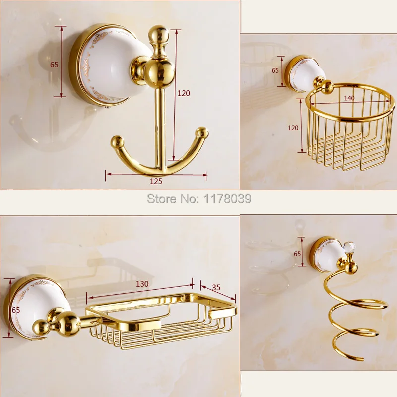 Позолоченные бумажные Держатели и крючки для халата набор аксессуаров ванной
