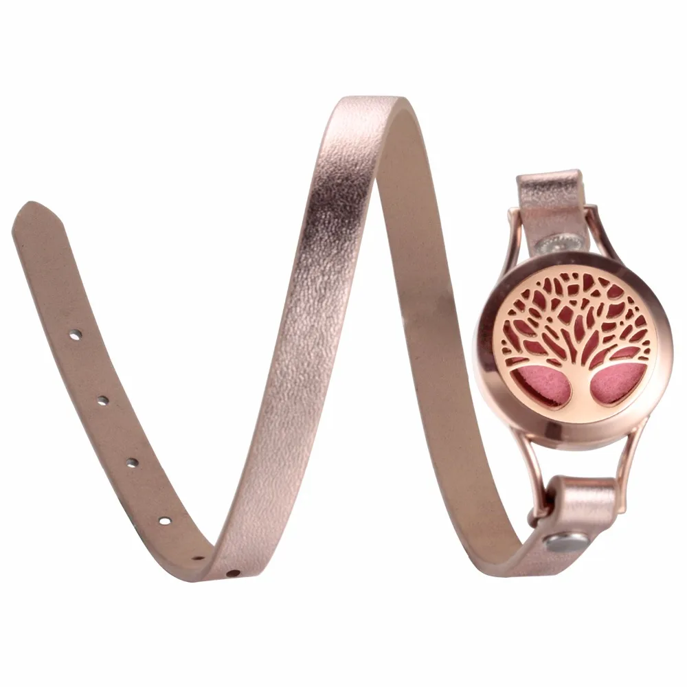 EVERLEAD Wrap Bracelets for Women Rose Gold color tree of life leather bracelet aromatherapy perfume diffuser bangle jewelry | Украшения и