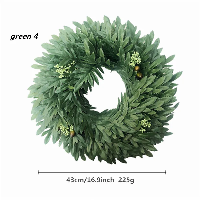 green 4 Искусственный венок, дверной венок 10 цветов 17 дюймов венок эвкалипта Круглый венок для входной двери, свадебные украшения дома - Цвет: green 4