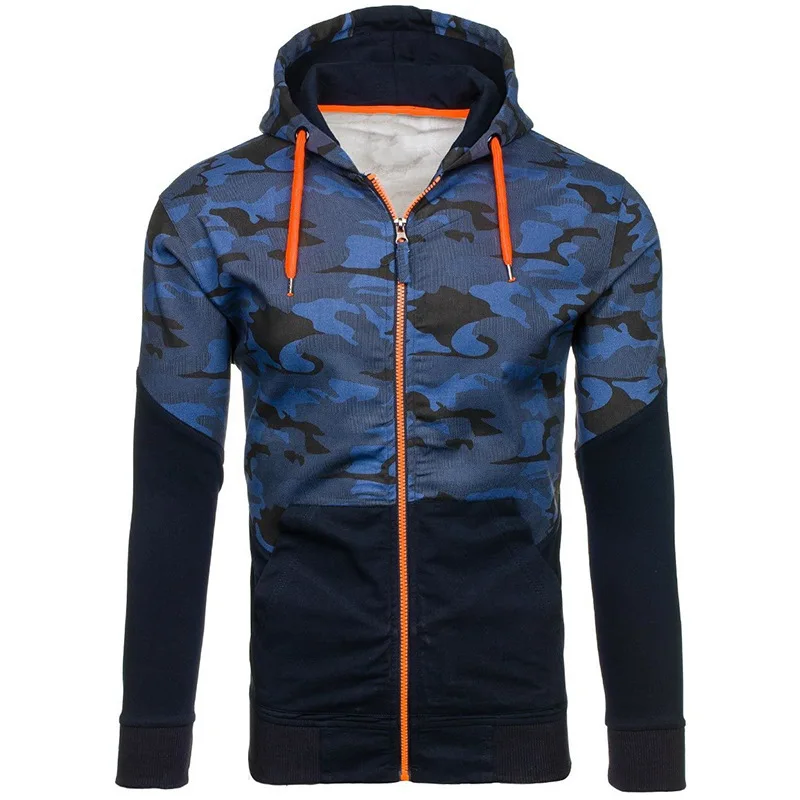 LEDINGSEN новый дизайнер Slim Fit Камуфляжный худи мужской с длинным рукавом синяя